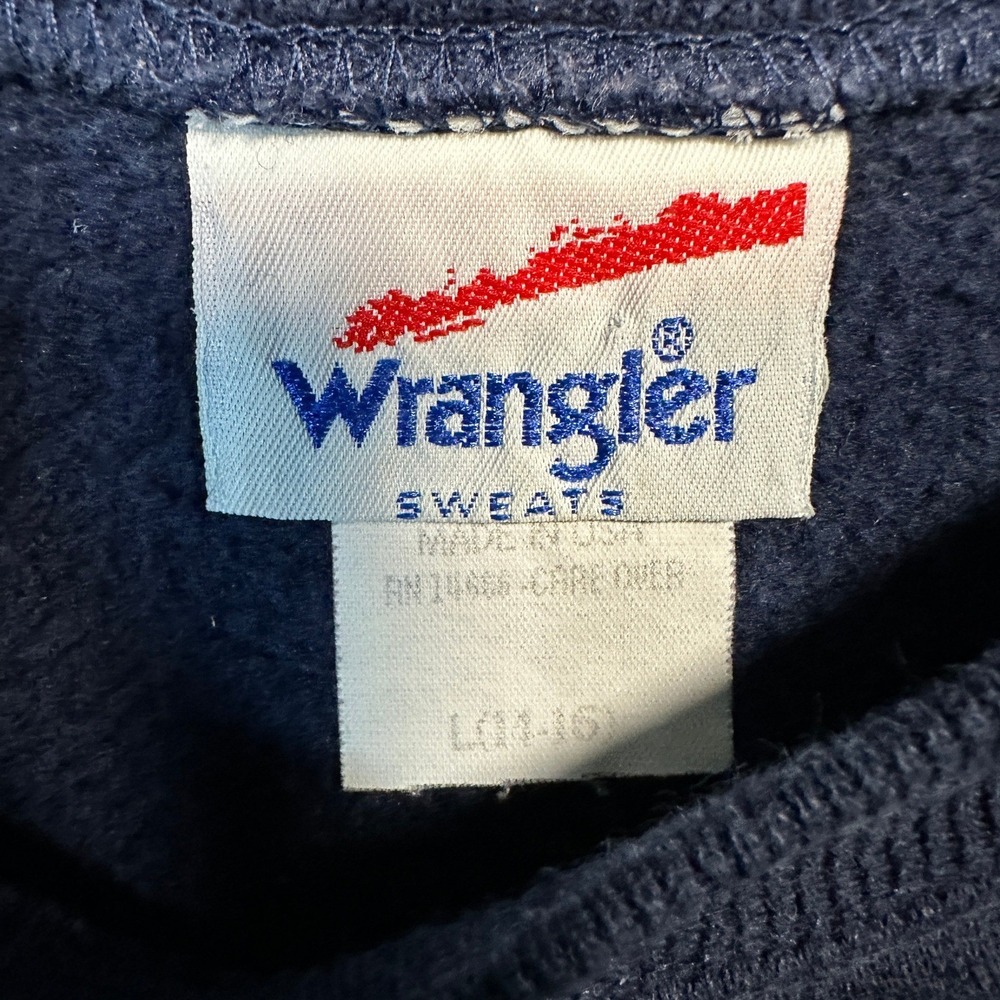 Wrangler Sweats Raglan Crewneck Sweatshirt Youth L Navy Blue Made in USA Vintage - Picture 3 of 6